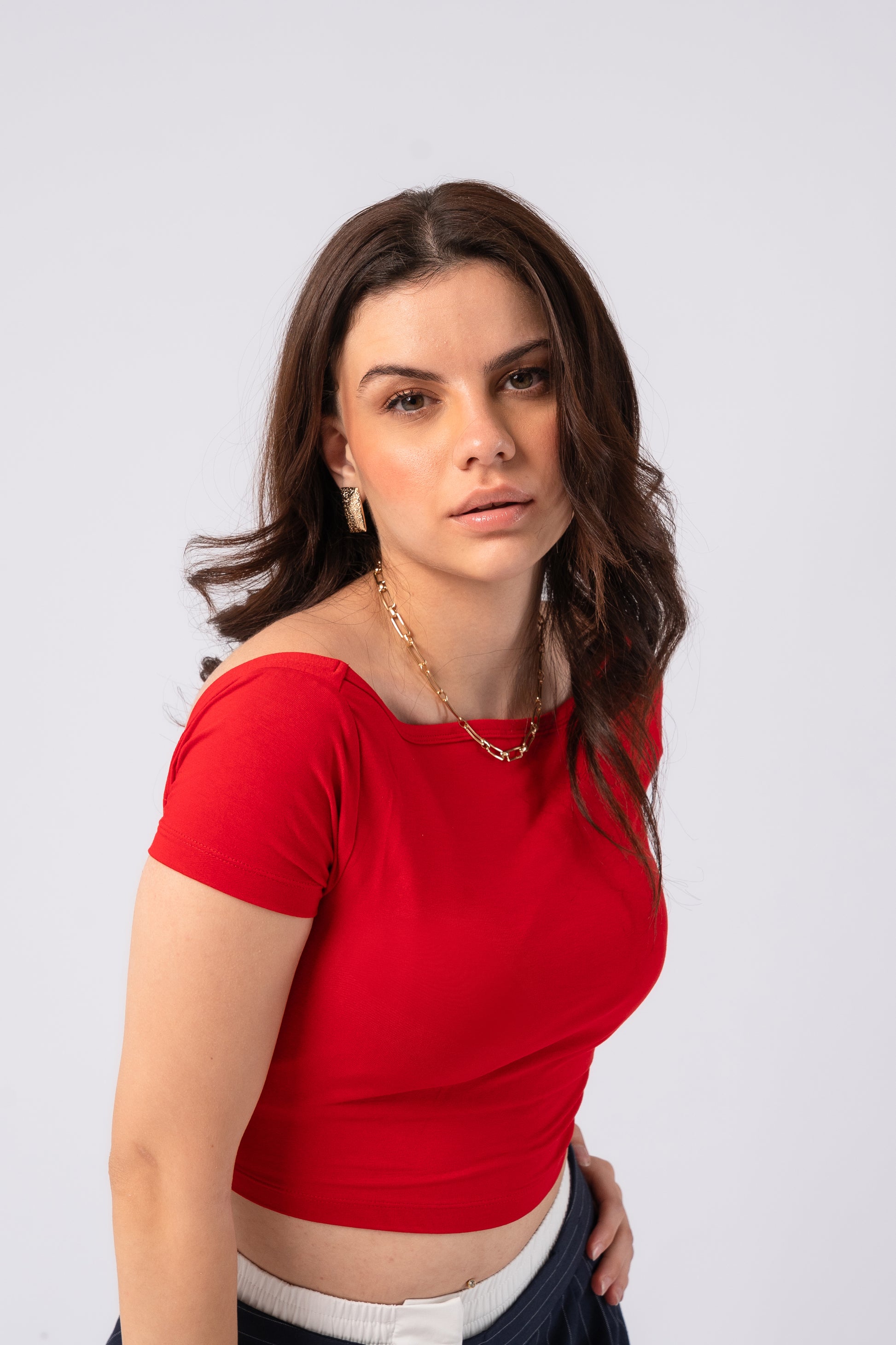 Short Sleeve Backless Crop Top with in built bra padding