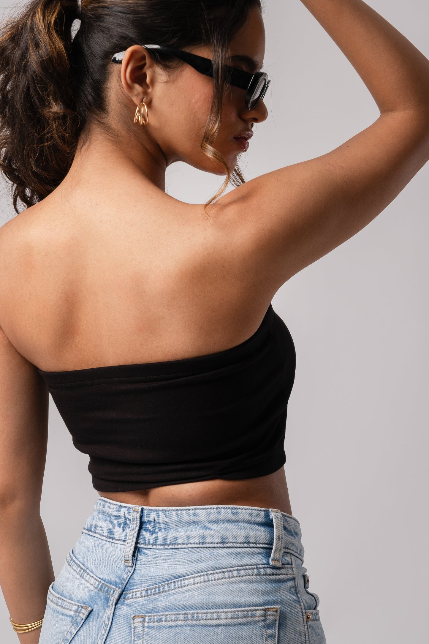 Strapless Tube Crop Top with in built bra padding
