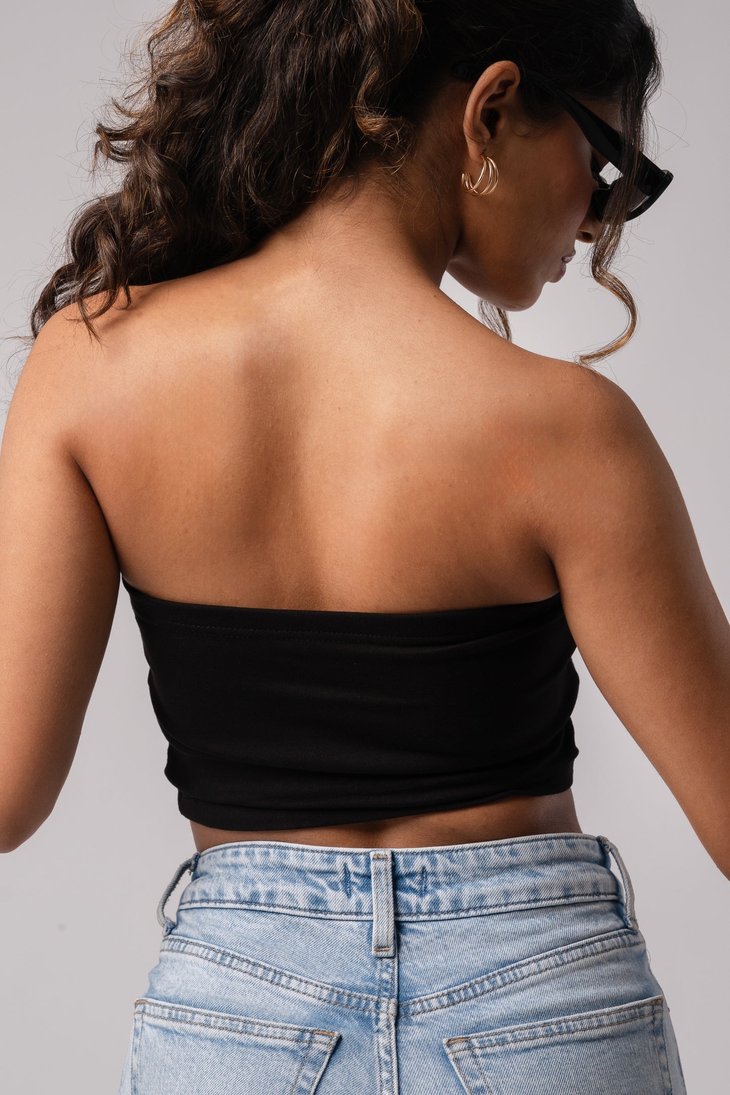 Strapless Tube Crop Top with in built bra padding