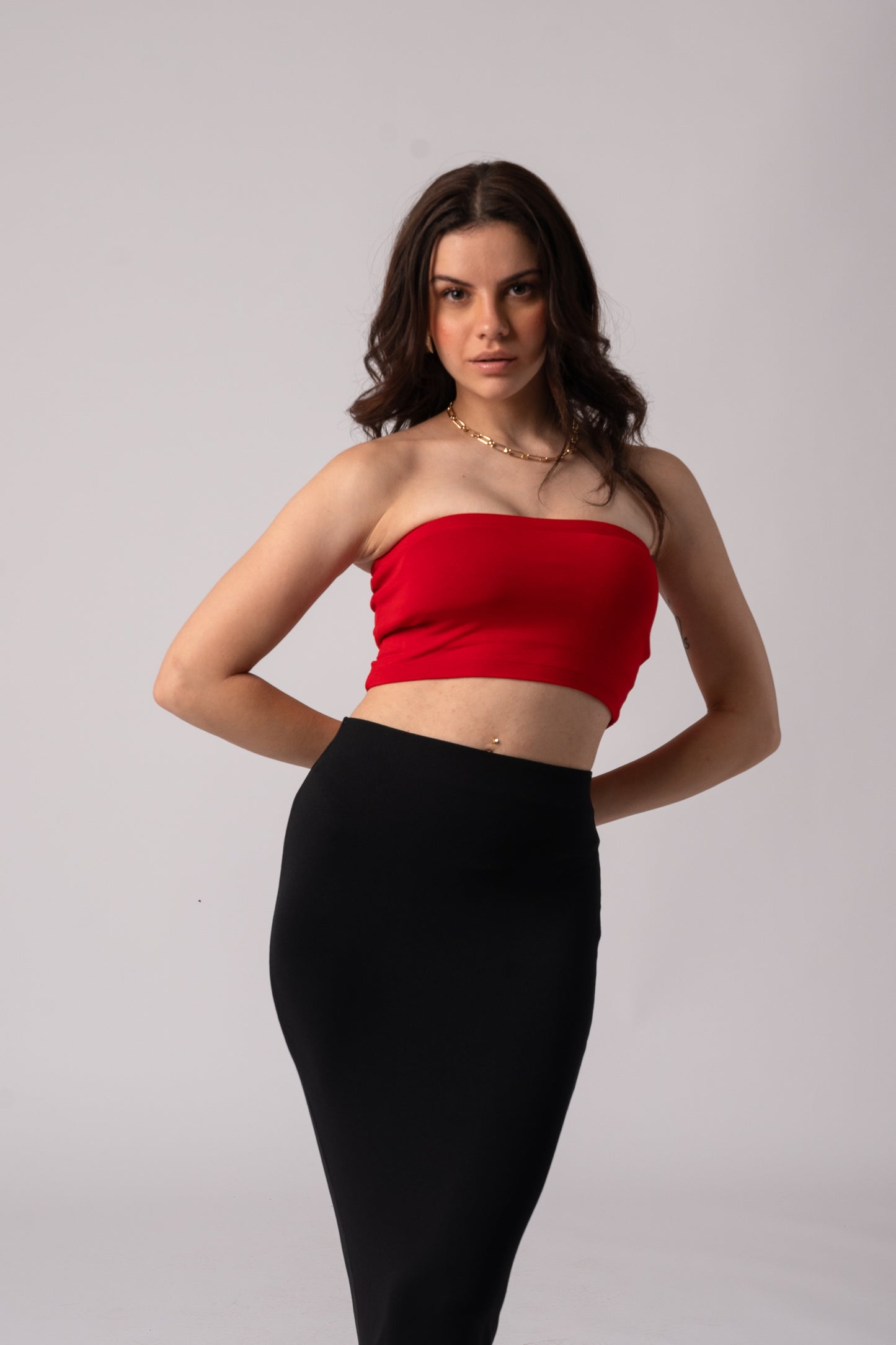 Strapless Tube Crop Top with in built bra padding