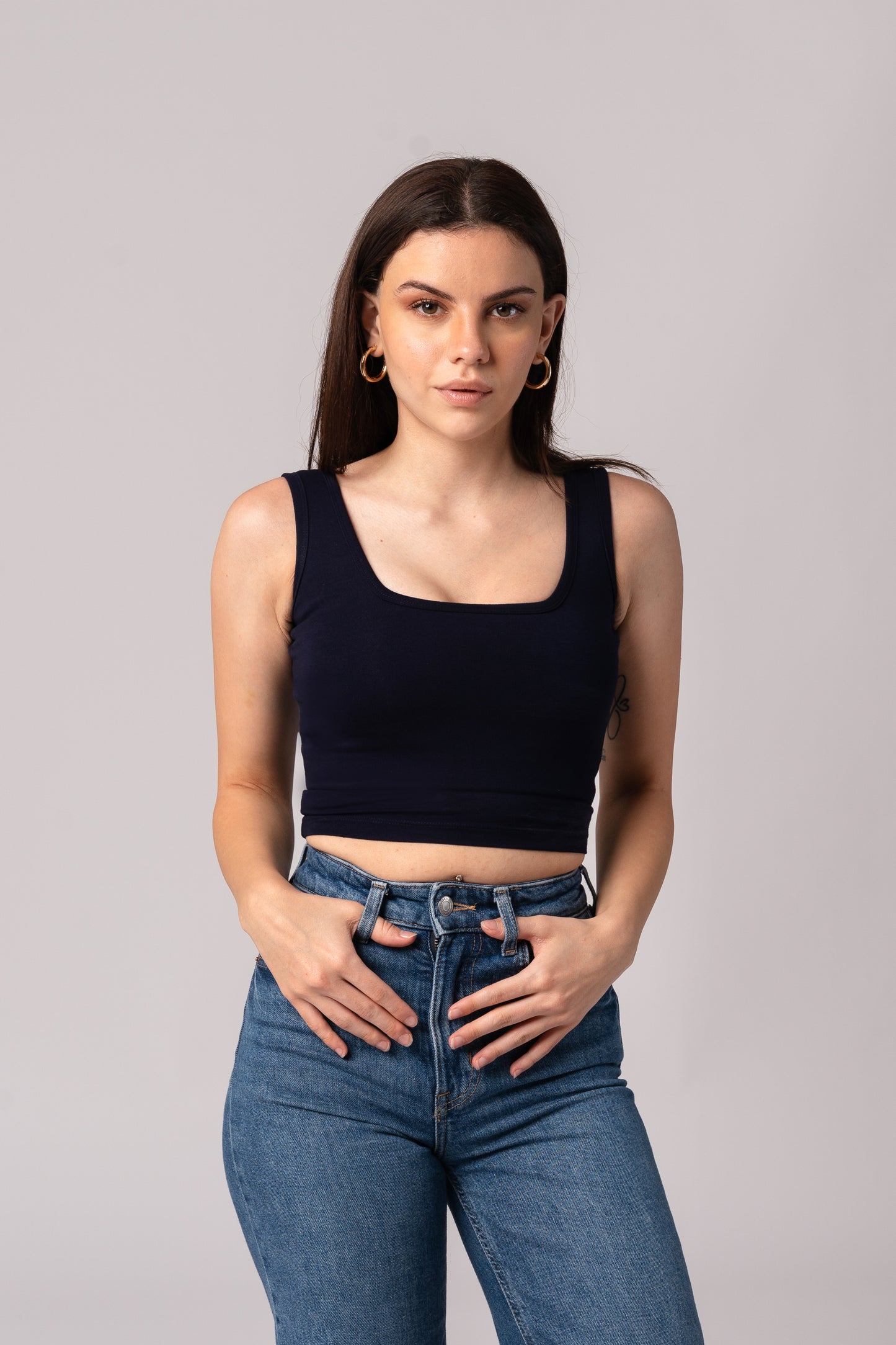 Sleeveless Tank Crop Top with in built bra padding