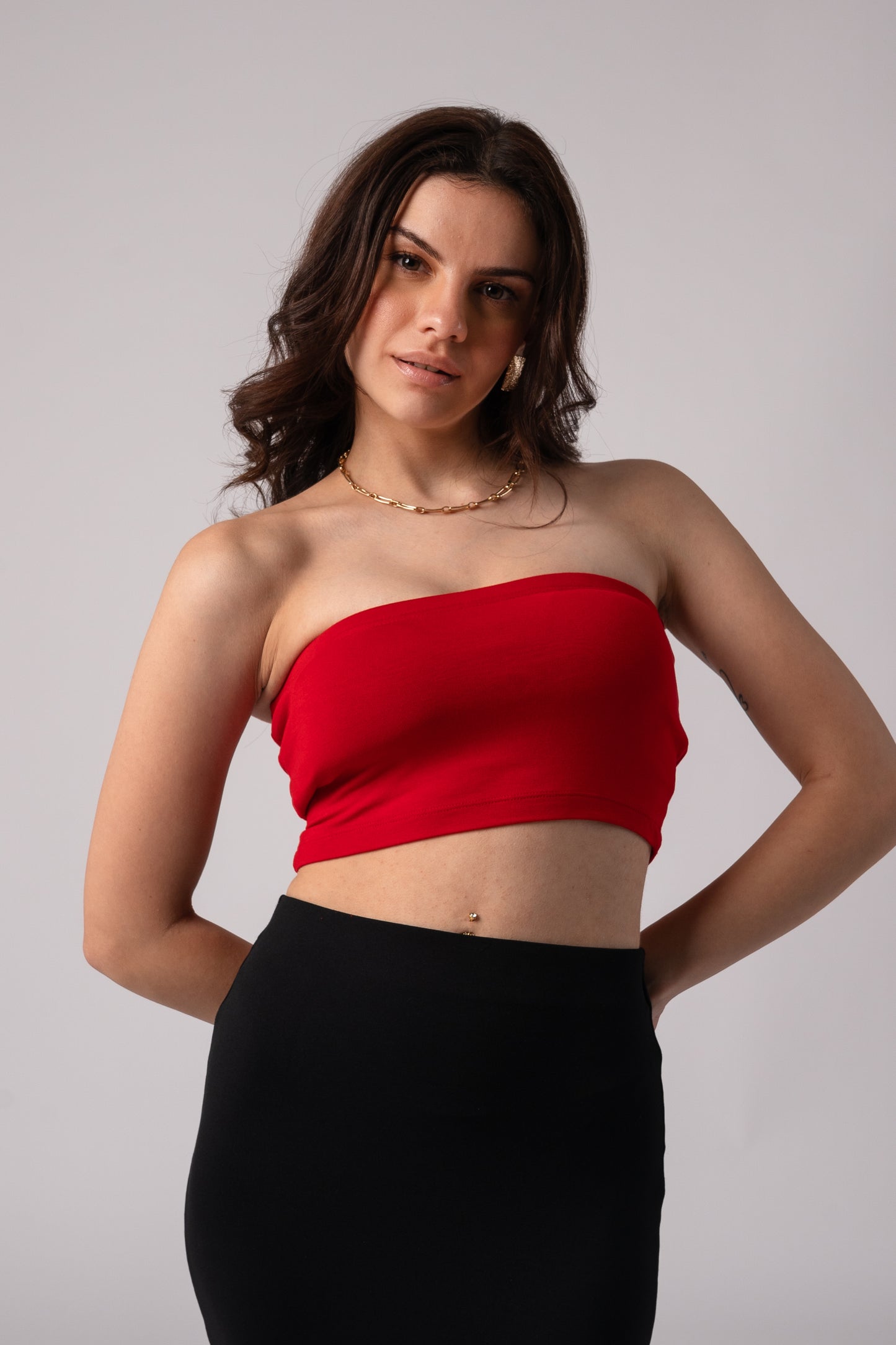 Strapless Tube Crop Top with in built bra padding