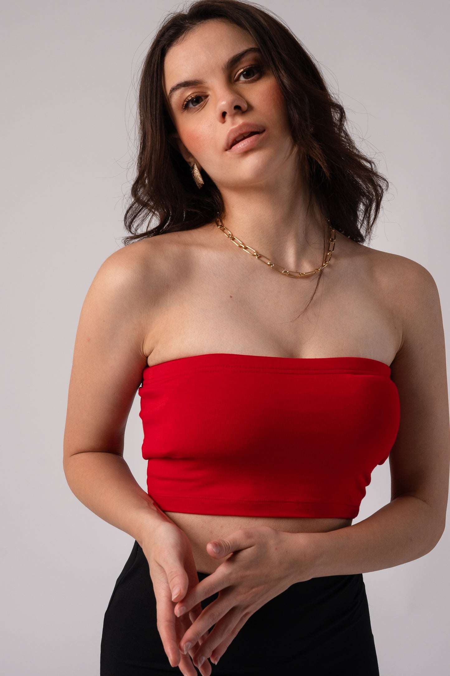 Strapless Tube Crop Top with in built bra padding