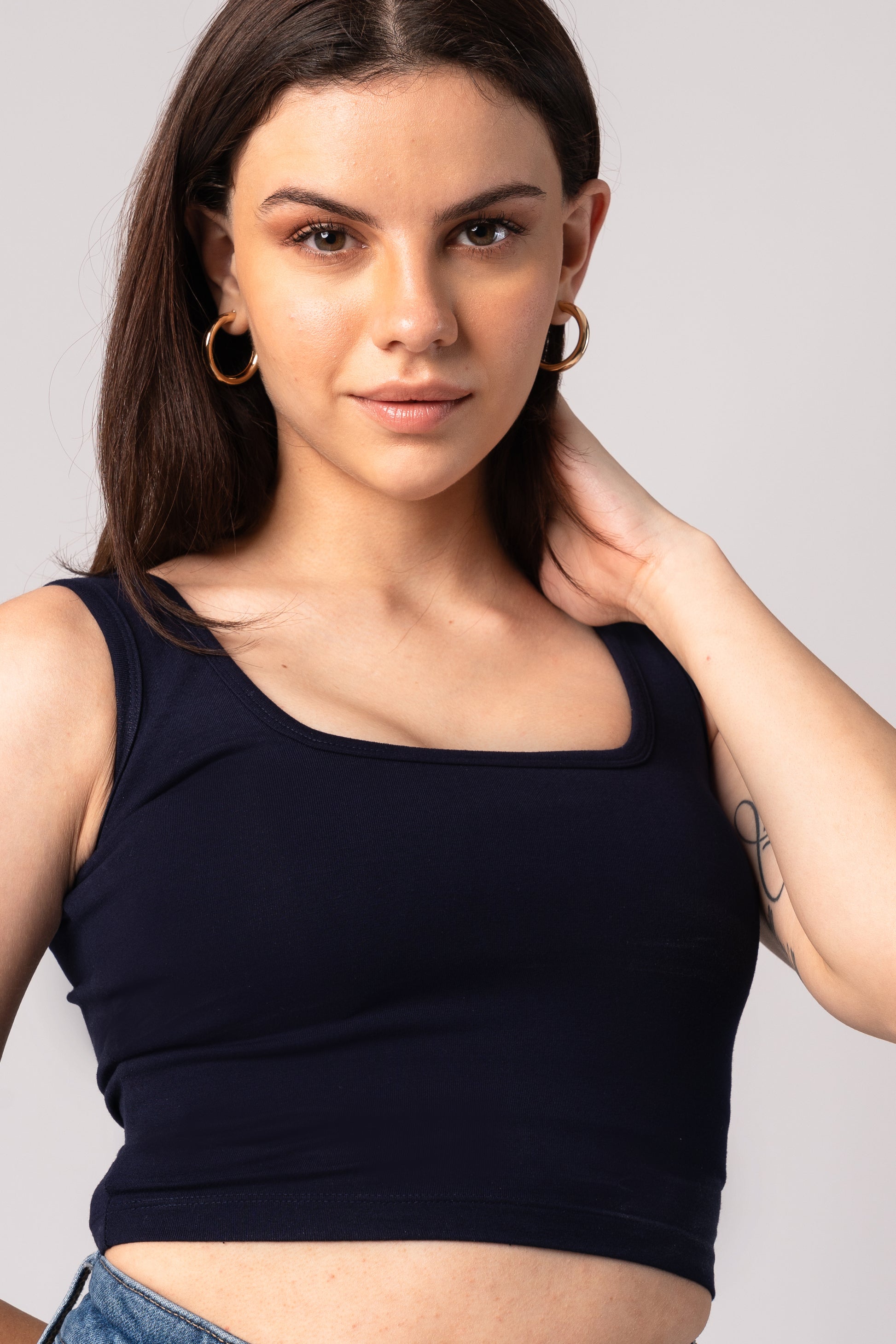 Sleeveless Tank Crop Top with in built bra padding