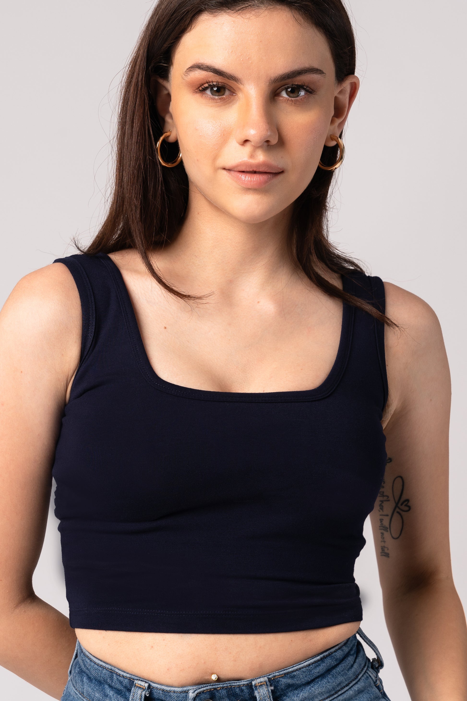 Sleeveless Tank Crop Top with in built bra padding