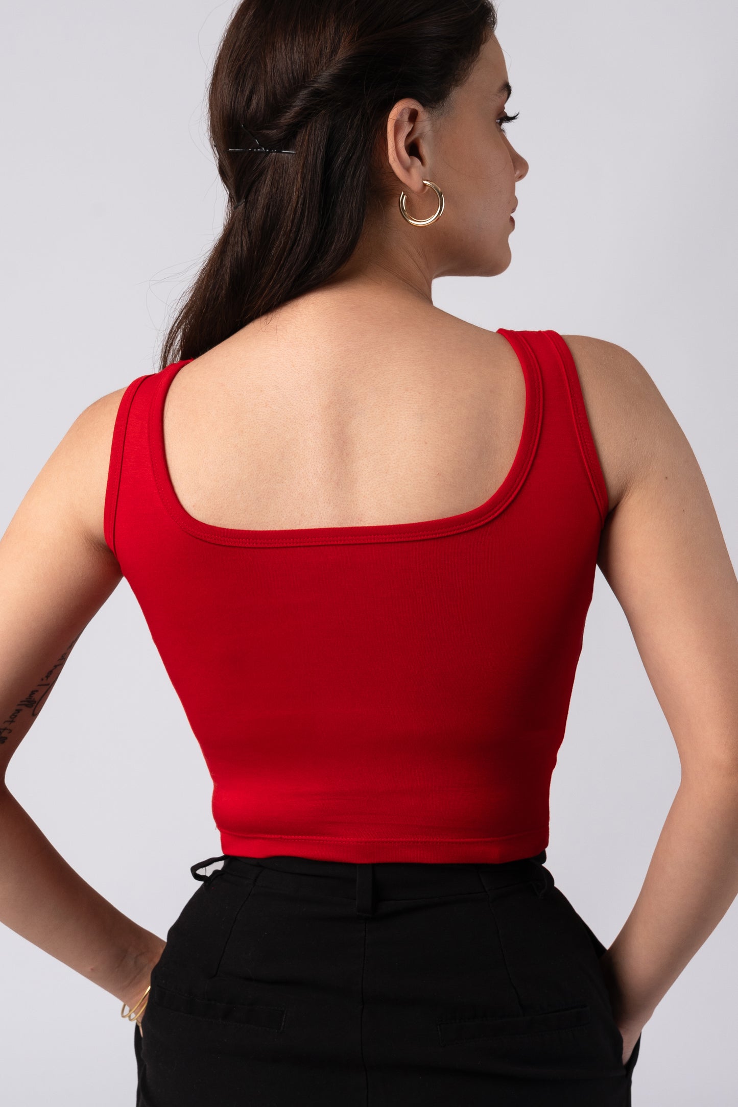Sleeveless Tank Crop Top with in built bra padding