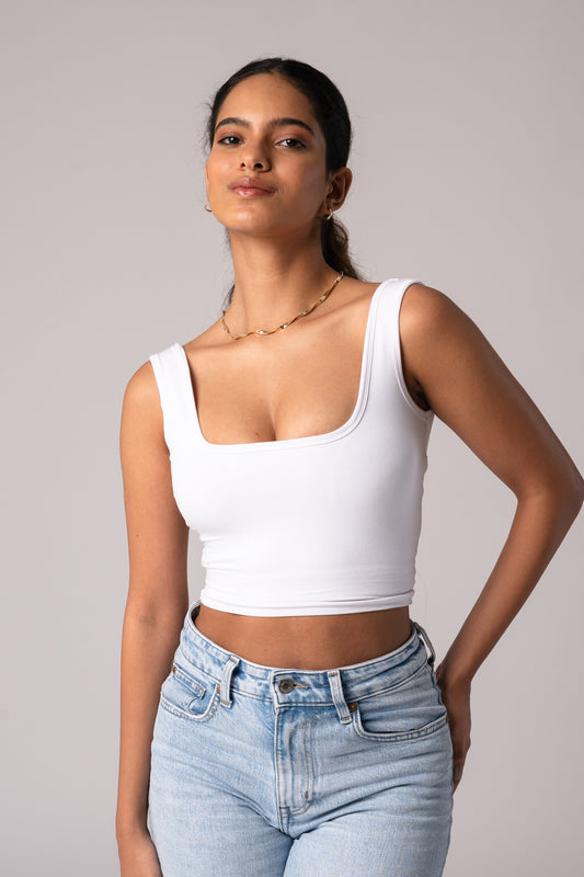 Sleeveless Tank Crop Top with in built bra padding