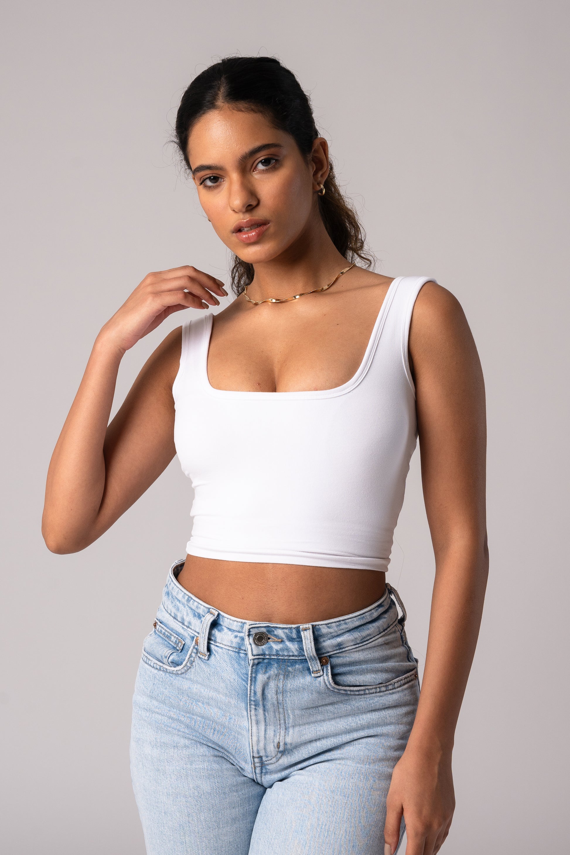 Sleeveless Tank Crop Top with in built bra padding