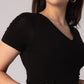 Short Sleeve V-Neck Crop Top with in built bra padding 