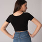 Short Sleeve V-Neck Crop Top with in built bra padding 