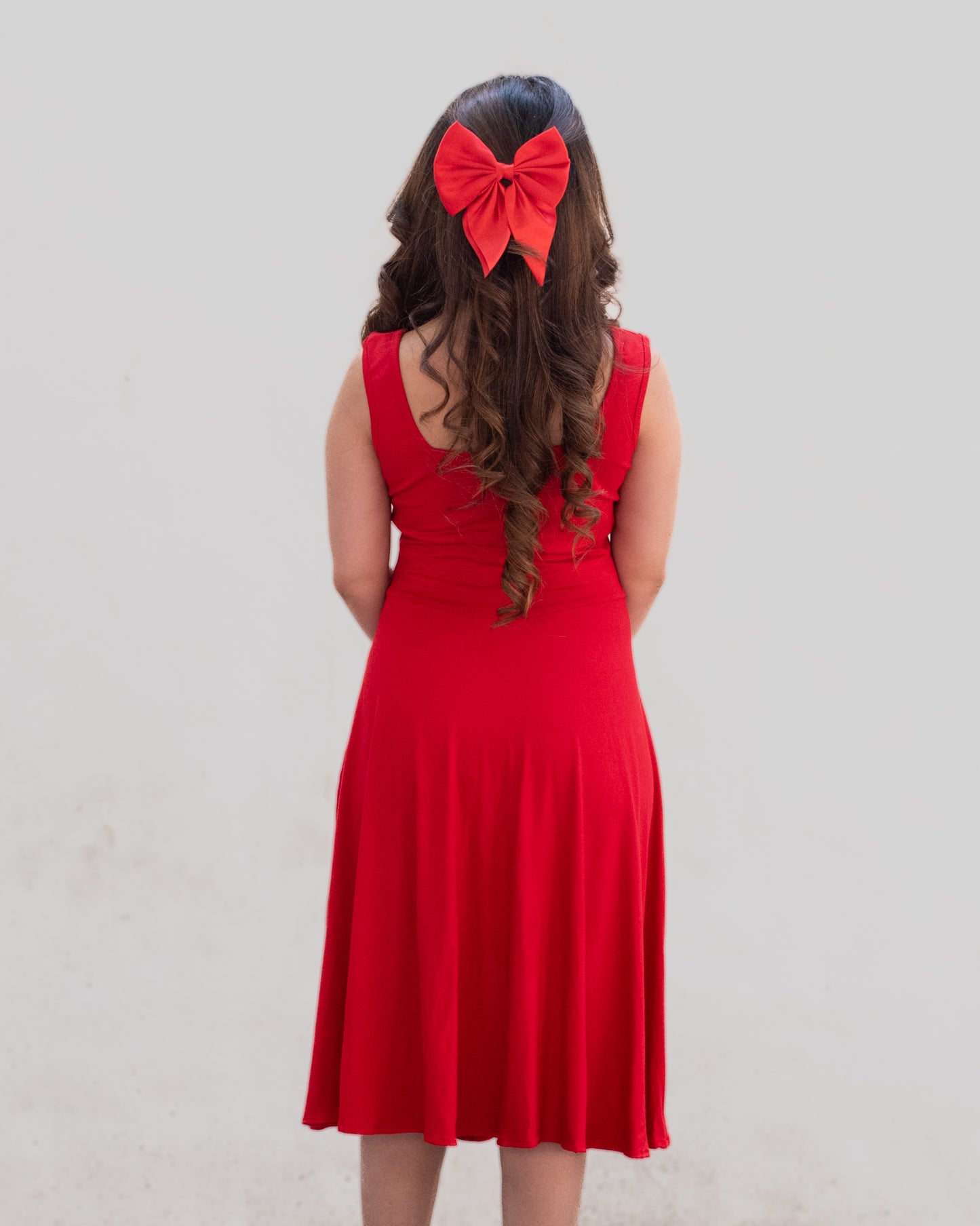 The Red Midi Dress with In-Built Bra