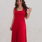 The Red Midi Dress with In-Built Bra