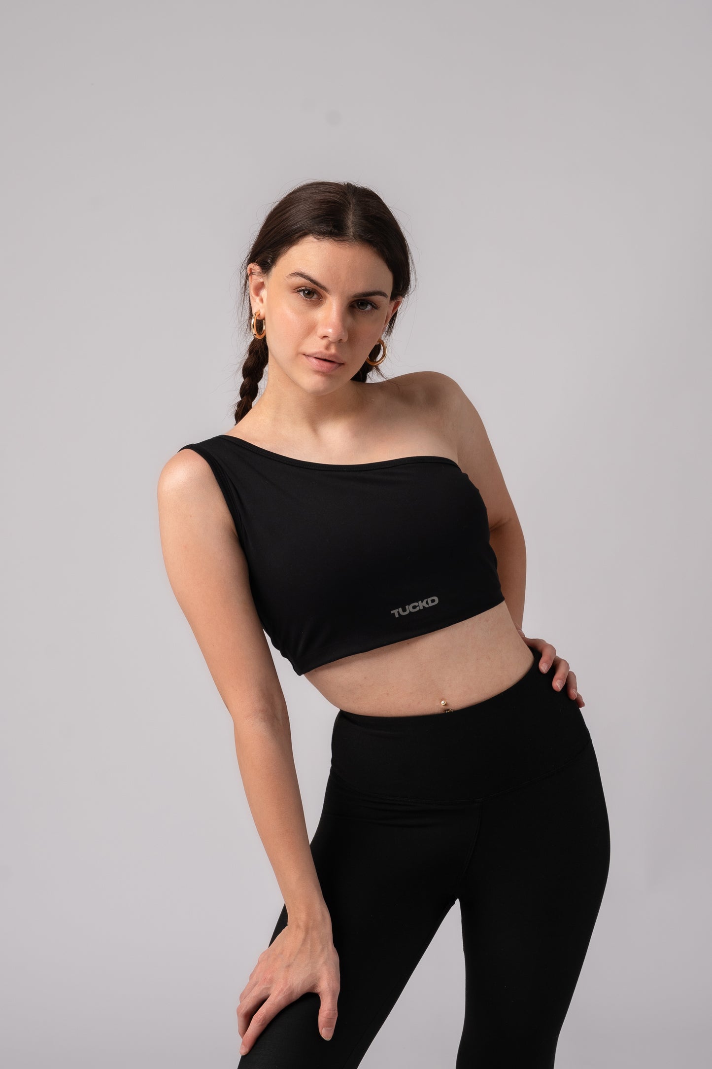 Sleeveless One Shoulder Crop Top Activewear with in built bra padding