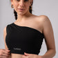 Sleeveless One Shoulder Crop Top Activewear with in built bra padding