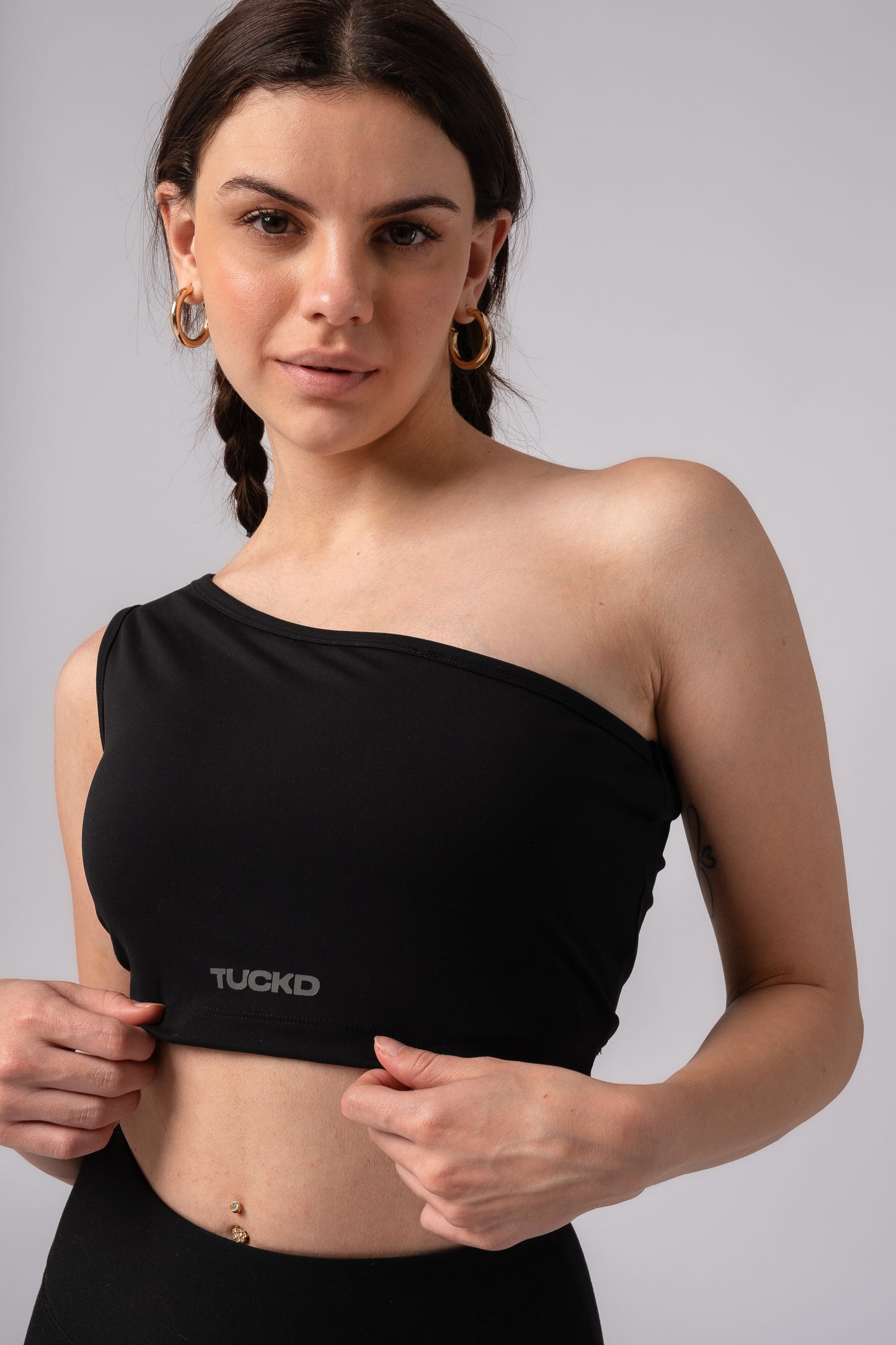 Sleeveless One Shoulder Crop Top Activewear with in built bra padding