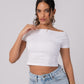 Short Sleeve Backless Crop Top with in built bra padding 