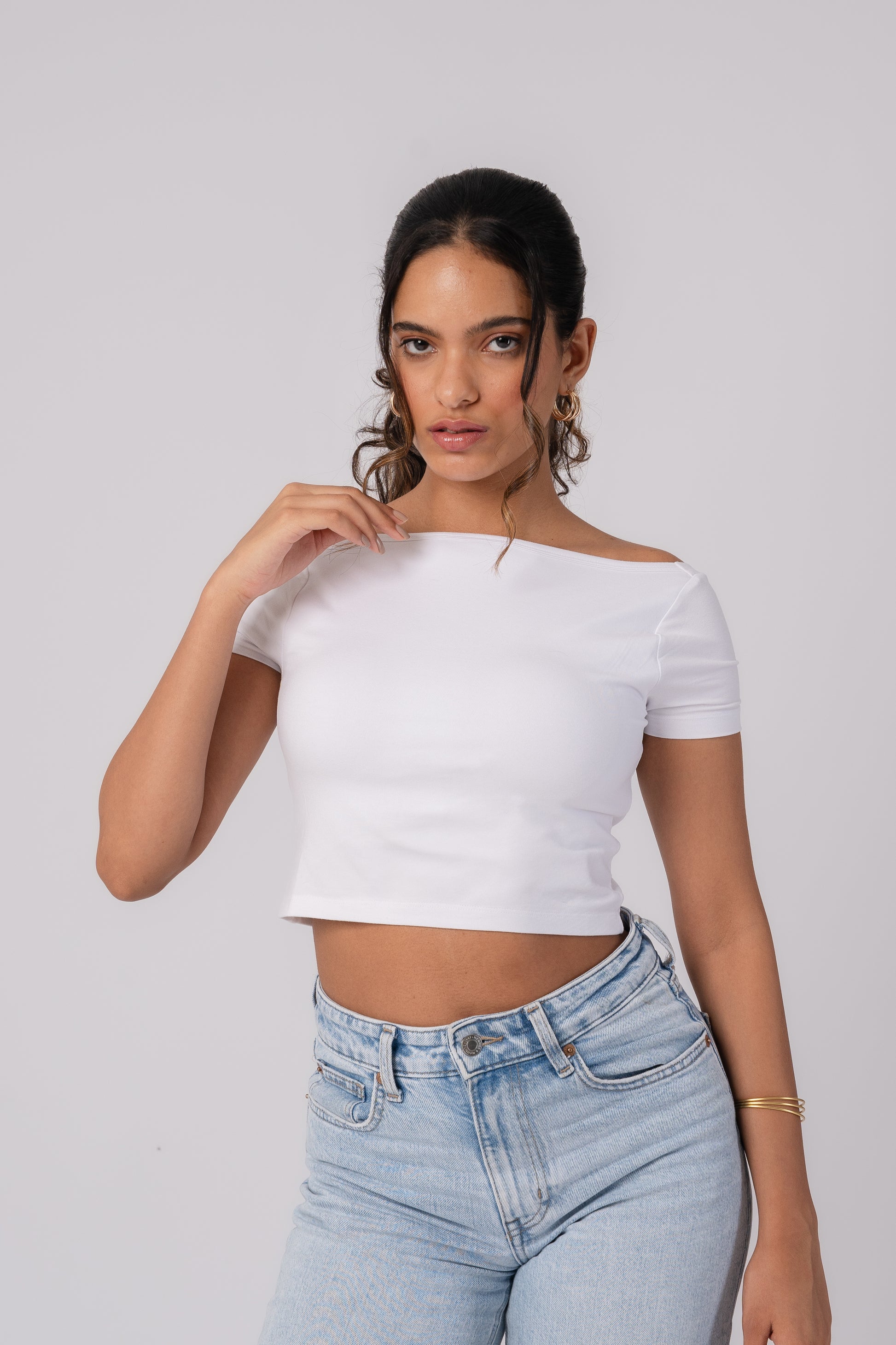 Short Sleeve Backless Crop Top with in built bra padding 