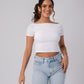 Short Sleeve Backless Crop Top with in built bra padding 