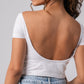 Short Sleeve Backless Crop Top with in built bra padding 