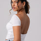 Short Sleeve Backless Crop Top with in built bra padding 