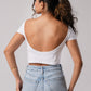 Short Sleeve Backless Crop Top with in built bra padding 