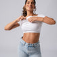 Short Sleeve Backless Crop Top with in built bra padding 