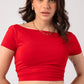 Short Sleeve Backless Crop Top with in built bra padding 