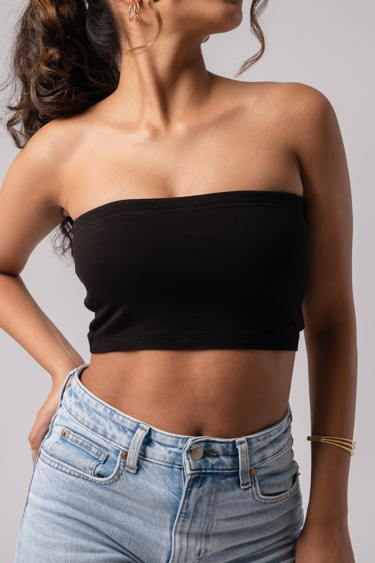 Strapless Tube Crop Top with in built bra padding 