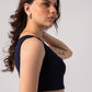 Sleeveless One Shoulder Crop Top with in built bra padding 