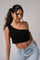 Sleeveless One Shoulder Crop Top with in built bra padding 