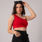 Sleeveless One Shoulder Crop Top with in built bra padding 