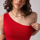 Sleeveless One Shoulder Crop Top with in built bra padding 