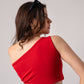 Sleeveless One Shoulder Crop Top with in built bra padding 