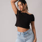 Short Sleeve Backless Crop Top with in built bra padding 