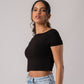 Short Sleeve Backless Crop Top with in built bra padding 