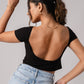 Short Sleeve Backless Crop Top with in built bra padding 