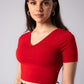 Short Sleeve V-Neck Crop Top with in built bra padding 