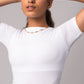 Short Sleeve Round Neck Crop Top with in built bra padding 