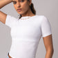 Short Sleeve Round Neck Crop Top with in built bra padding 