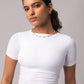 Short Sleeve Round Neck Crop Top with in built bra padding 