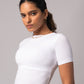 Short Sleeve Round Neck Crop Top with in built bra padding 