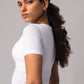 Short Sleeve Round Neck Crop Top with in built bra padding 