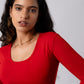 Long Sleeve Scoop Round Neck Crop top with in built bra padding