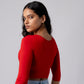 Long Sleeve Scoop Round Neck Crop top with in built bra padding