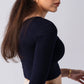 Long Sleeve Scoop Round Neck Crop top with in built bra padding