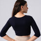 Long Sleeve Scoop Round Neck Crop top with in built bra padding