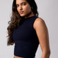 Sleeveless High Neck Crop Top with in built bra padding 