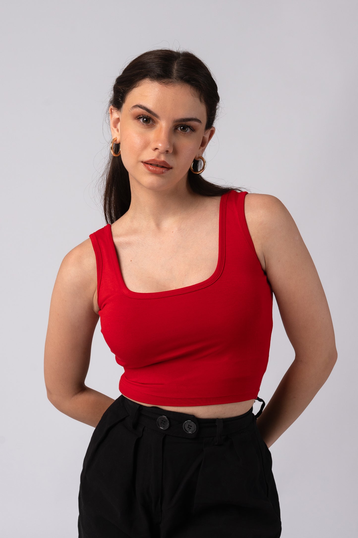 Sleeveless Tank Crop Top with in built bra padding 