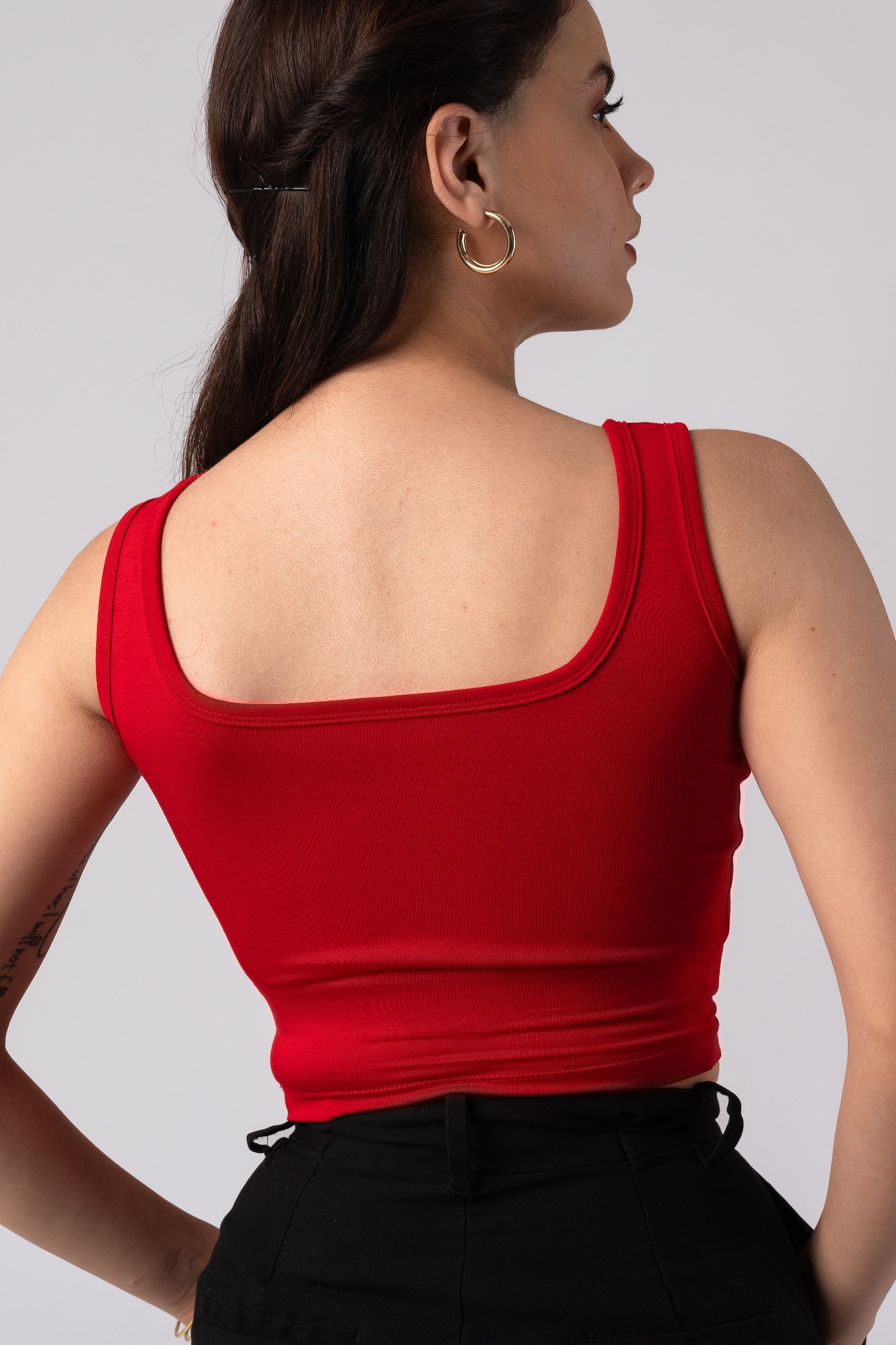 Sleeveless Tank Crop Top with in built bra padding 