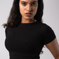 Short Sleeve Round Neck Crop Top with in built bra padding 